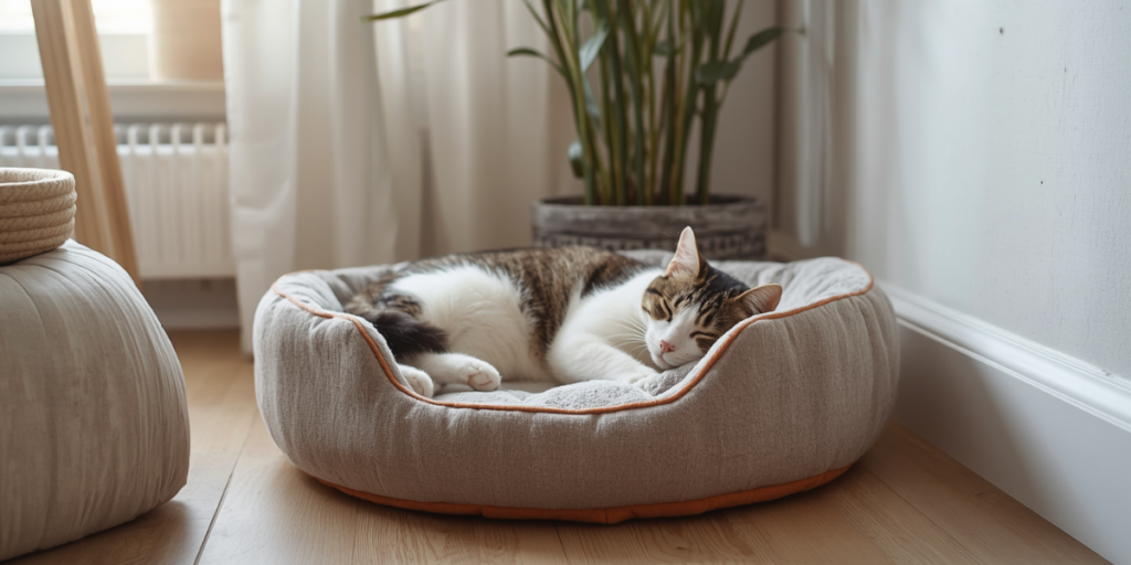 Como escolher uma caminha para gato: animal descansando em uma cama com bordas confortáveis