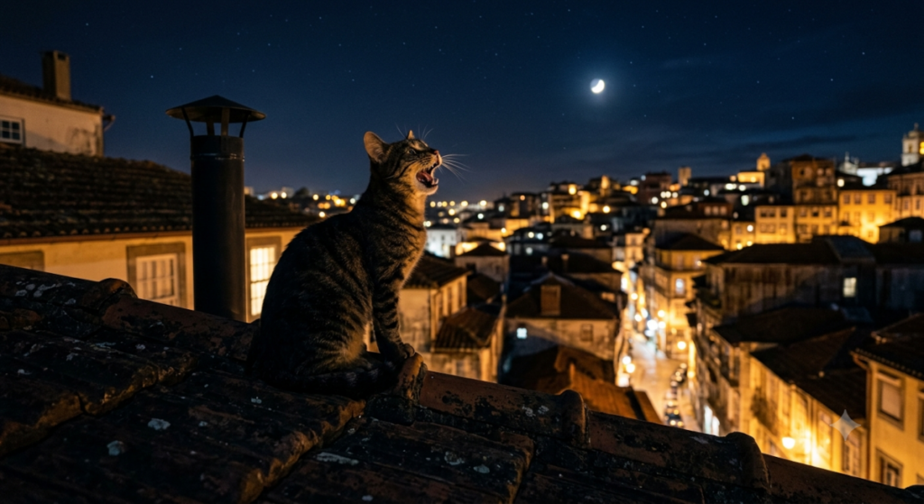 gato-mia-durante-a-noite