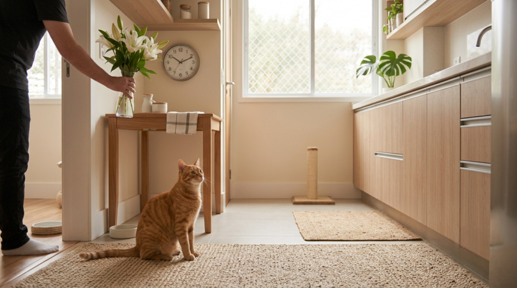 Plantas tóxicas para gatos: pessoa retirando lírios do ambiente