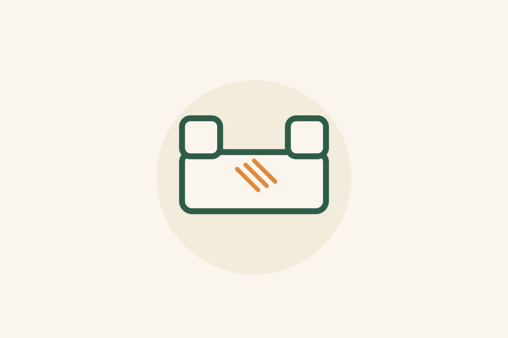Ilustração de um sofá com marcas de arranhão
