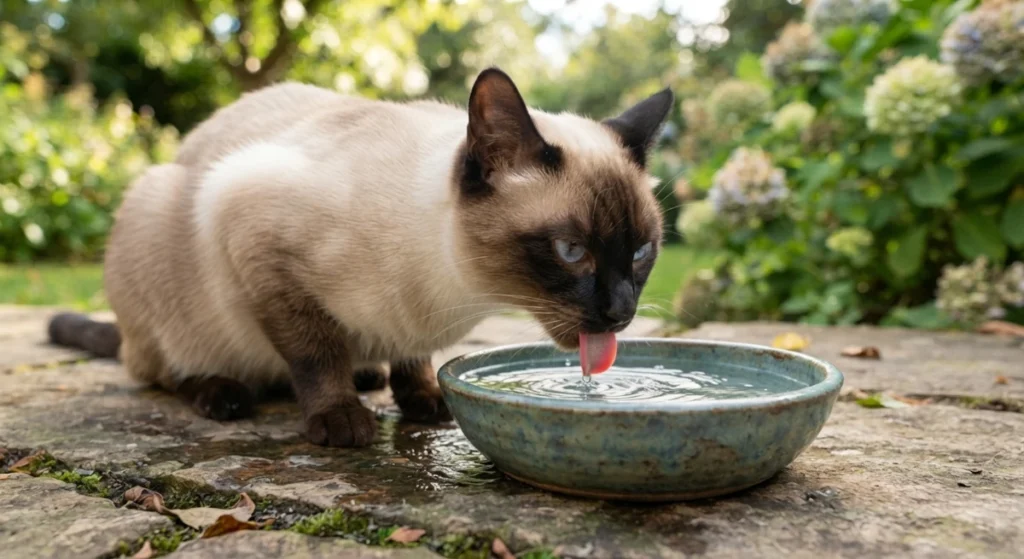 Gato bebendo muita água: o que pode ser e quando se preocupar