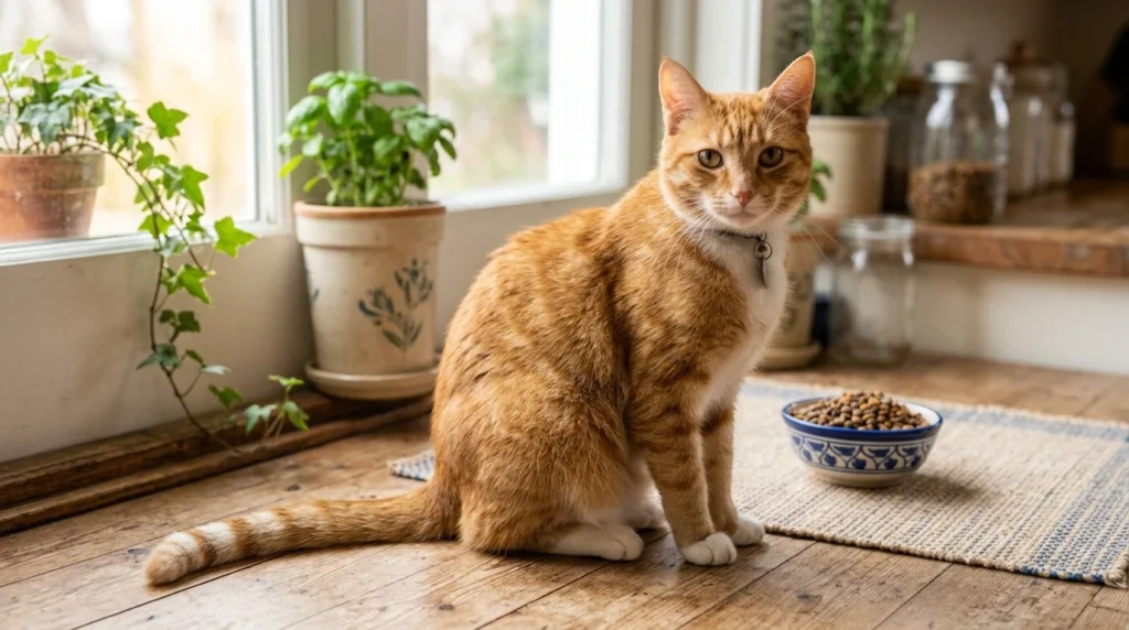 Relaxed cat showing natural body language and behavior